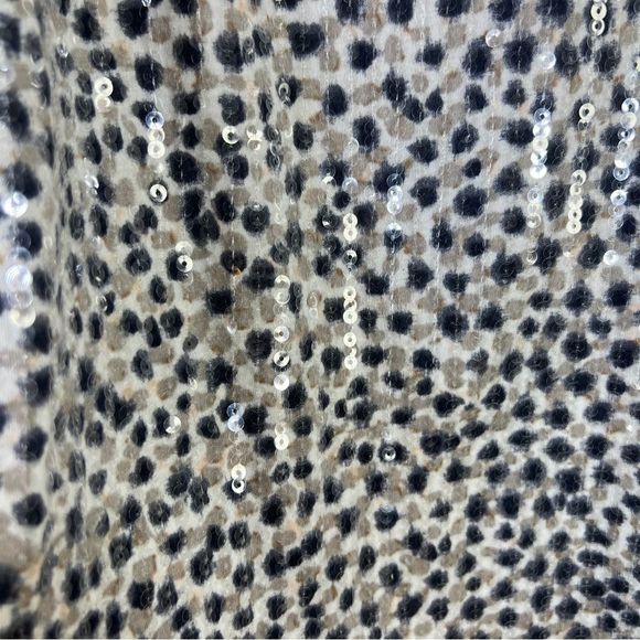 Ann Taylor Size Medium Black & Tan Animal Print Tank Top w/Clear Sequins - Picture 5 of 8